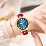 Fashion Stainless Steel Alloy Case Diamond 3ATM Waterproof Quartz Watch Leather