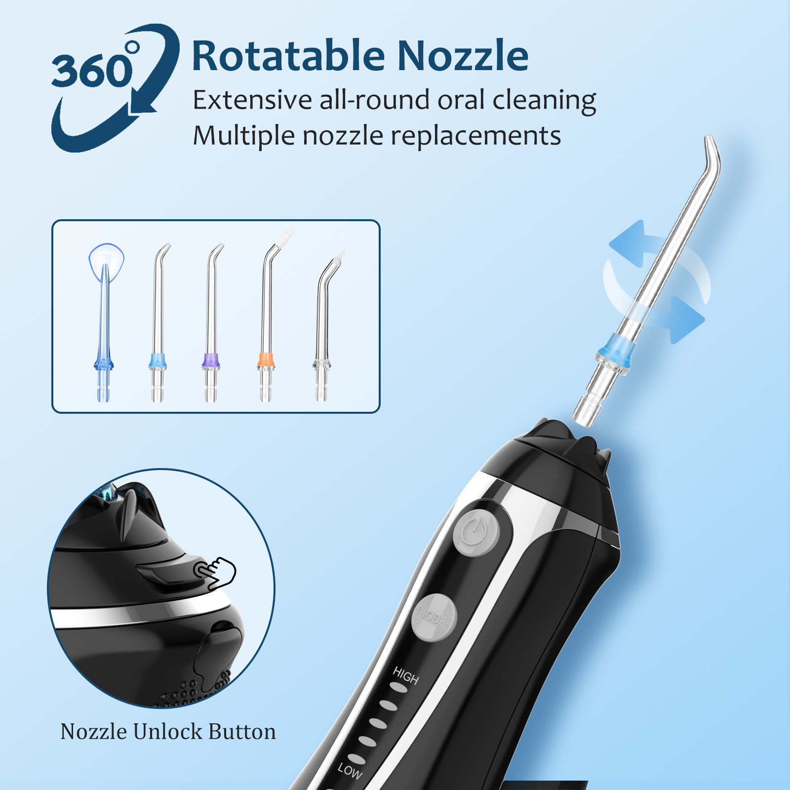 40-140PSI Portable Water Flosser PC Material High Intensity