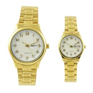 China Alloy OEM Gold Waterproof 5ATM Quartz Couple Watches factory