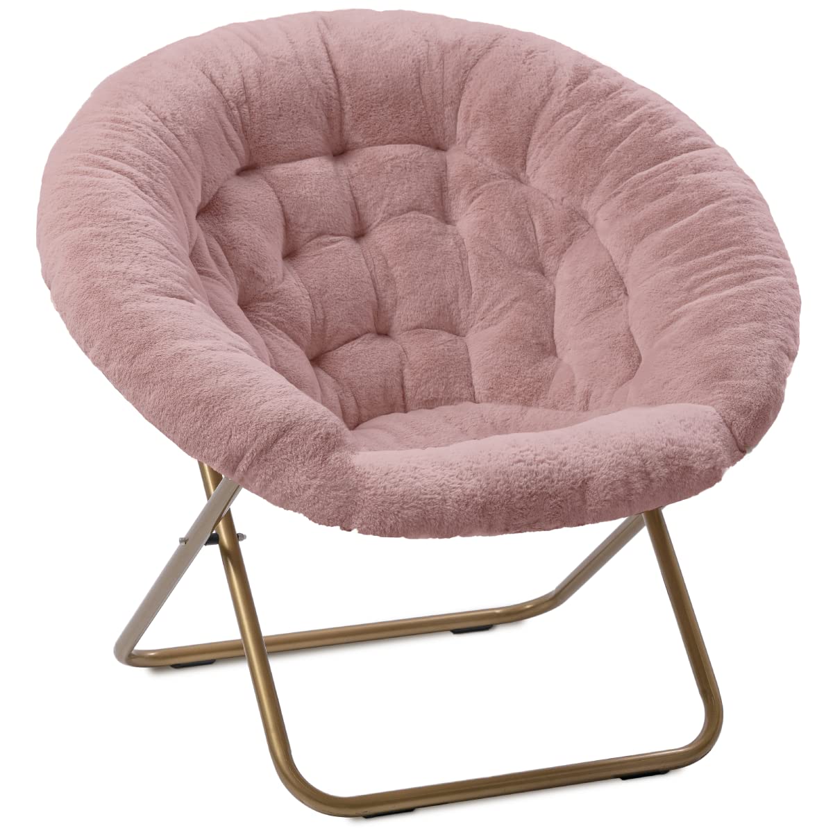General Home Furniture Round Thickened Folding Recliner Moon Chair with Faux Fur