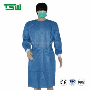 China Anti Virus PP / SMS Nonwoven Isolation Gown With Long Sleeves factory
