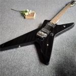 7 strings Blue electric guitar in black