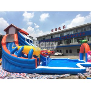 Backyard Inflatable Water Slides And Pool Bouncy Water Slides Customized