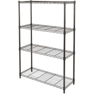 Adjustable Heavy Duty Storage Shelving Black Steel Organizer Wire Rack 4 Shelf