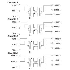 H5019NL | H5019NLT 1000Base-T Low Profile Magnetics Module 802.3ab SMD