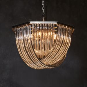 China Crossglass Pendant Crystal Ceiling Mount Chandelier with Brass Finish factory