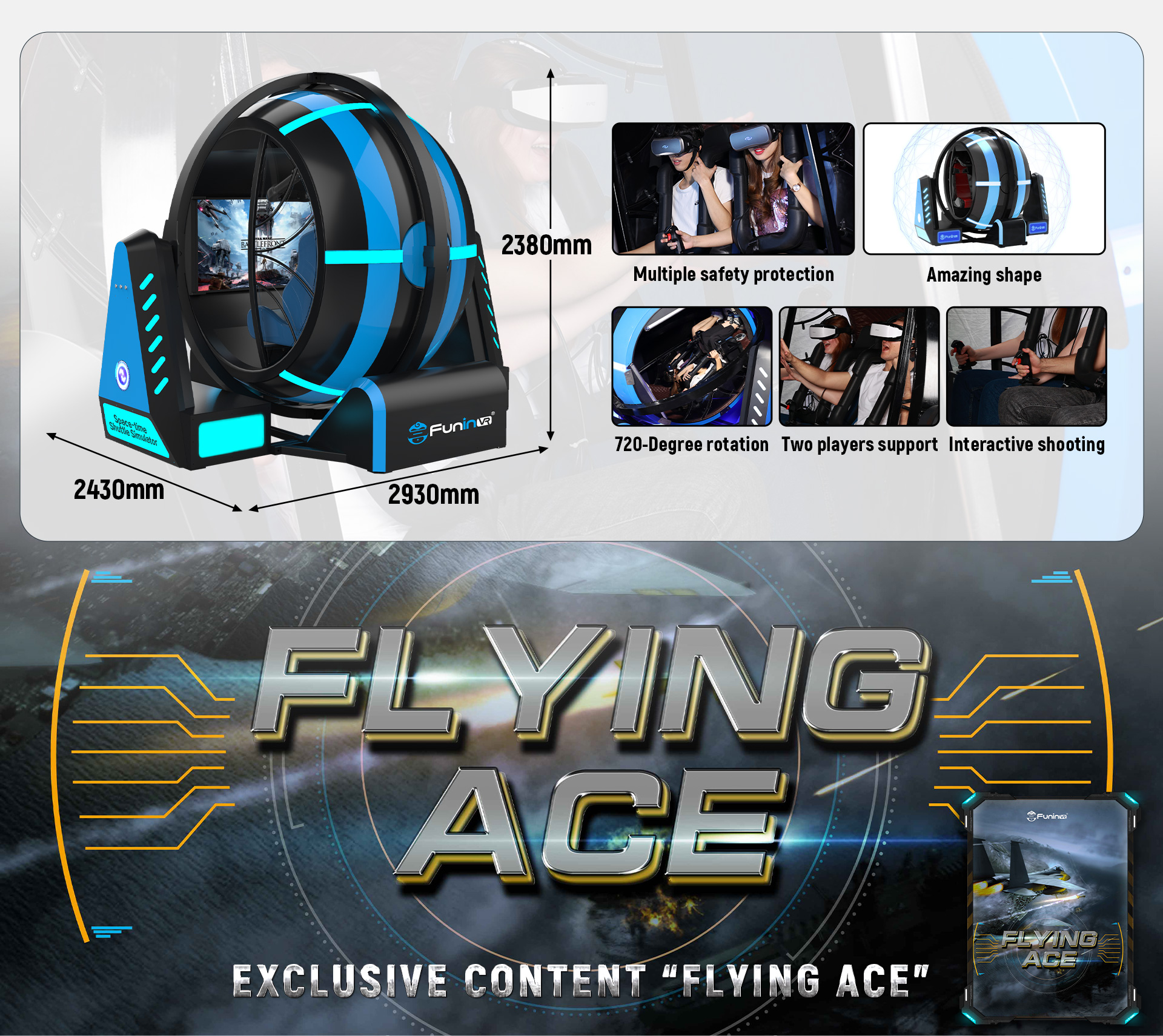 Immersive 720 Degrees Flight Simulator For Indoor Entertainment