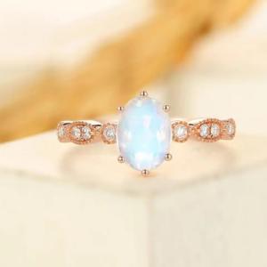 China 925 Sterling Silver CZ Jewelry Dainty Rings Natural Faceted Blue Moonstone Ring factory