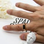 Black Stone Diamond 925 Silver Gold Plated Ring Round Hoop 17mm For Girls