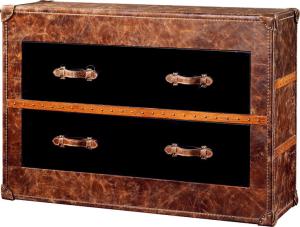 China Durable Vintage Leather Trunk , Leather Storage Chest Trunk Steel Drawer Hotel Usage factory