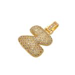 Alphabet 18K Gold Pendant Micro Pave CZ Hip Hop Gold Charms For Jewelry Making