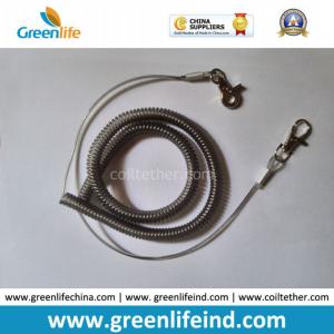 China Gray Stainless Wire Reinforced Coil Lanyard W/Quick Release Buckles factory