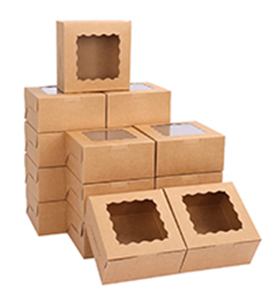 Custom Valentines Cake Takeout Food Pastry Macarone Bento Kraft Paper Box with Window