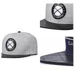 Leather Brim 6 Panel Snapback Cap 58cm Embroidered Woven Label