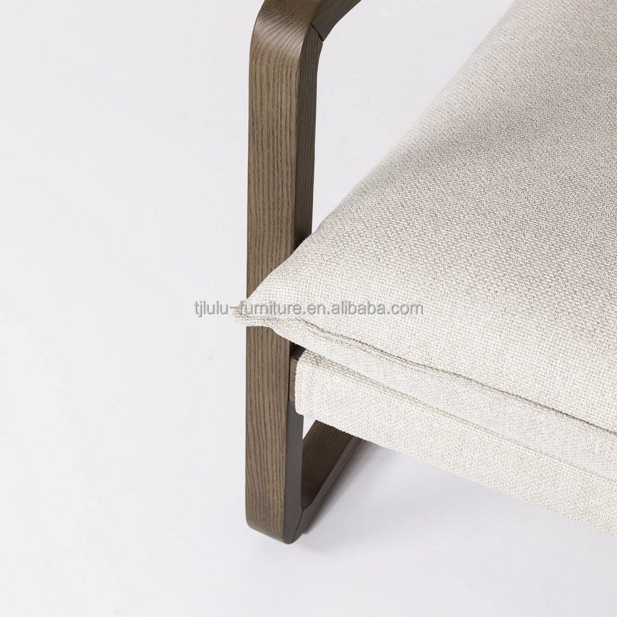 Upholstered Solid Wood Chair Leisure Lounge Chair for Living Room W71*D91*H76cm in Oak Wood Frame