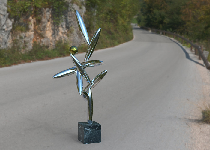 Contemporary Art Polished Stainless Steel Sculpture Interior Decoration