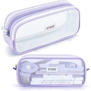 Kalidi Grid Mesh Pencil Case Large Capacity Pencil Case Big Pencil Pouch With