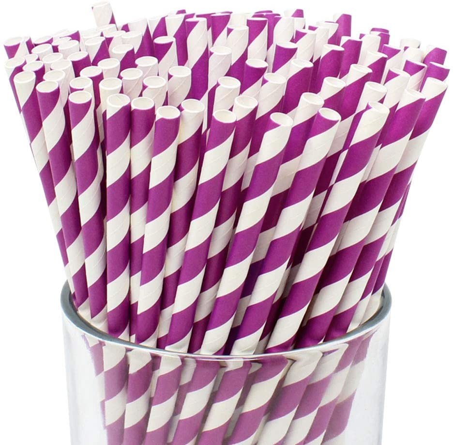 Multi Colored Holiday Celebrations Green Striped Paper Straws Biodegradable