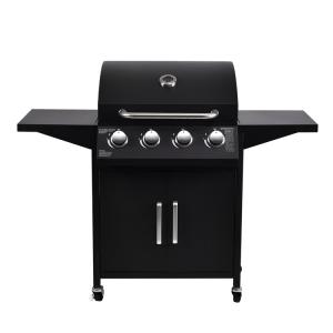 China Customized Logo Print Steel Burger BBQ 4 Burners Outdoor Gas Barbeque Grill with Logo factory