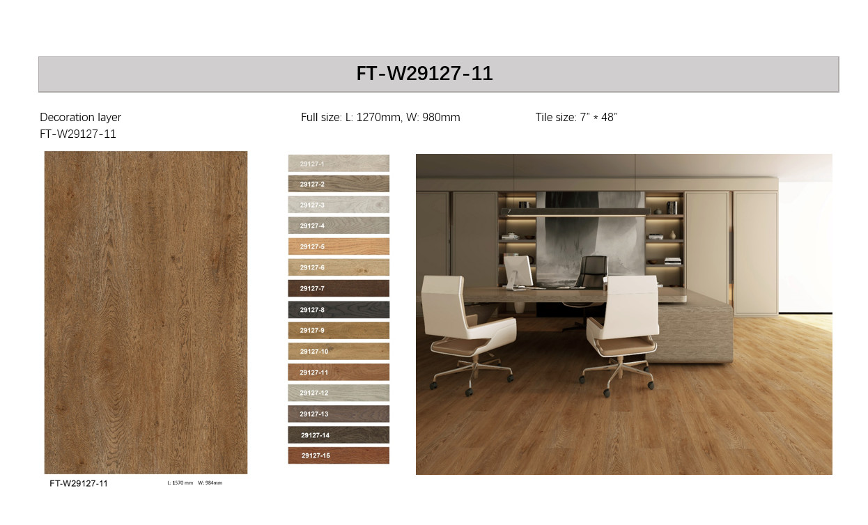 183x1220mm SPC Waterproof Vinyl Flooring Anti Slip Brown Oak Stone GKBM FT-W29127-11