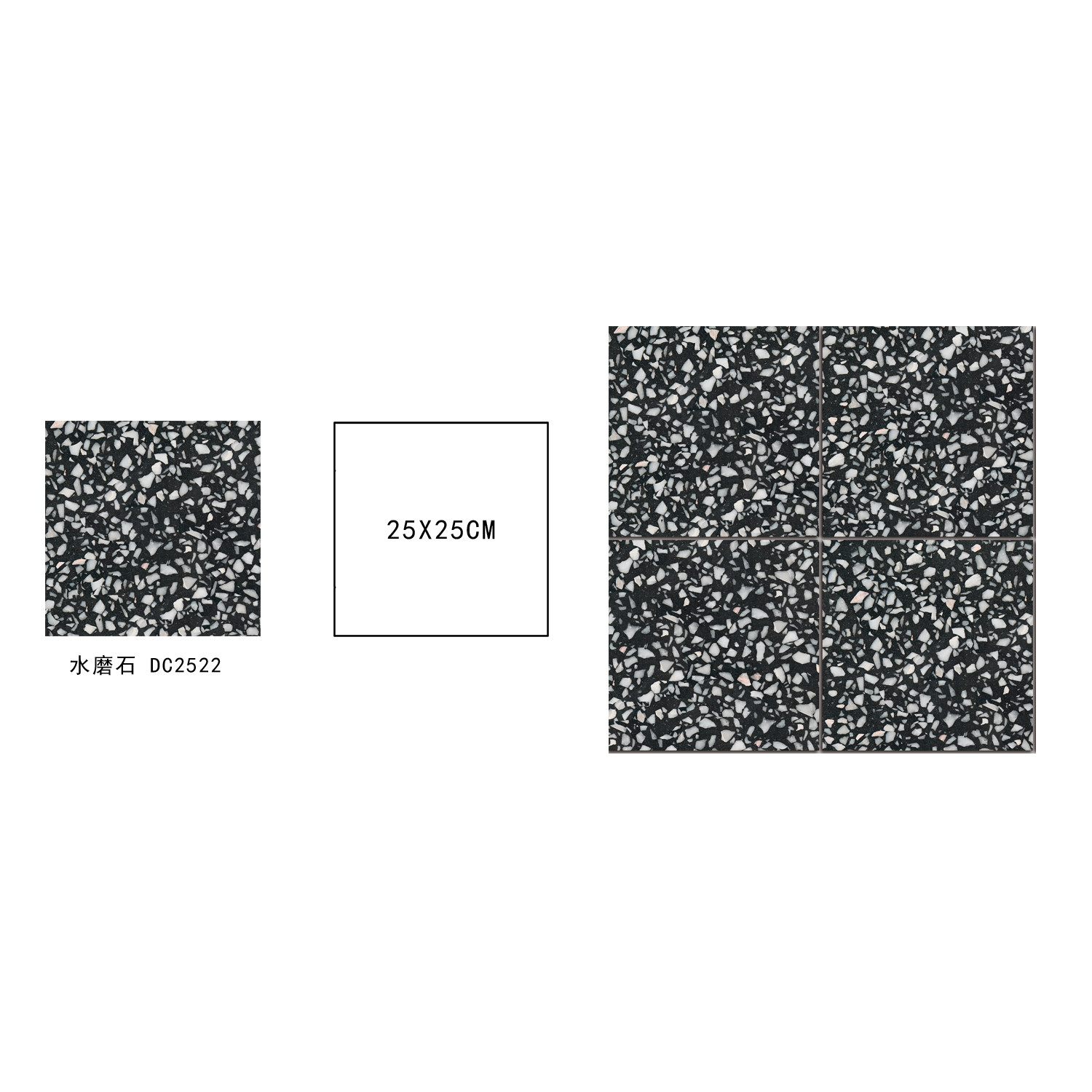 Durable Black 250x250mm Wall Tile For Living Room And W.A 6% Floor Ceramic Rustic Tile For Decoration