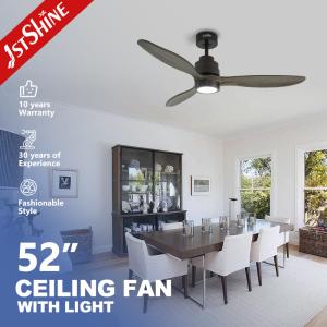 China Decorative Simple 3 Wooden Blade LED Ceiling Fans With Remote Control factory
