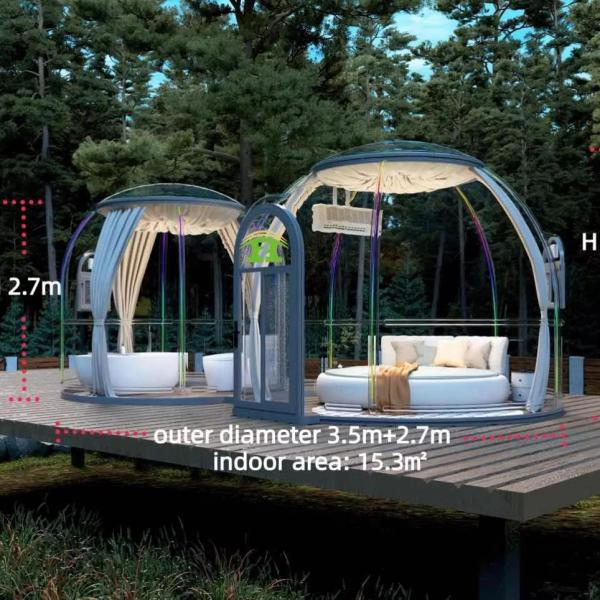 Full House Outdoor Prefabricated Luxury Glass Polycarbonate Garden Double Dome