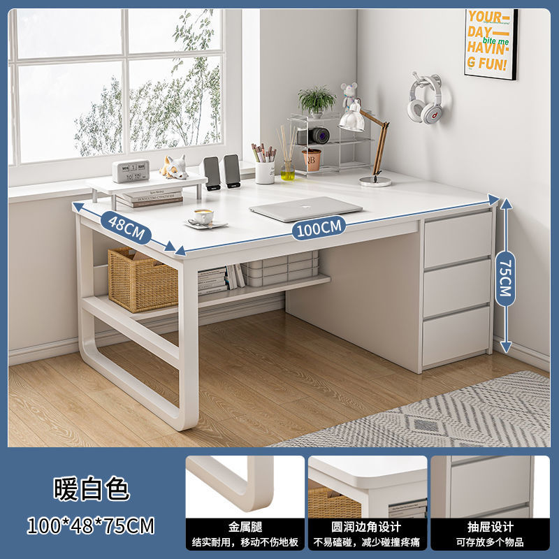 Simple Modern Office Furniture Iron Wood Bedroom Workbench Desk for in Home Offic