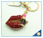 Sexy Red Lips Hot Rhineston Metal Key Chain Souvenir Key Ring