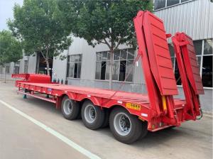 China Goose Neck Red Low Bed Semi Trailer 3 Axles Loading And Transporting Machine factory