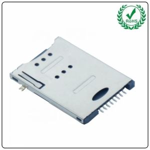 China Push Push Type 6+2 Pin Smart Card Socket With Switch Diagonal Column Connector factory
