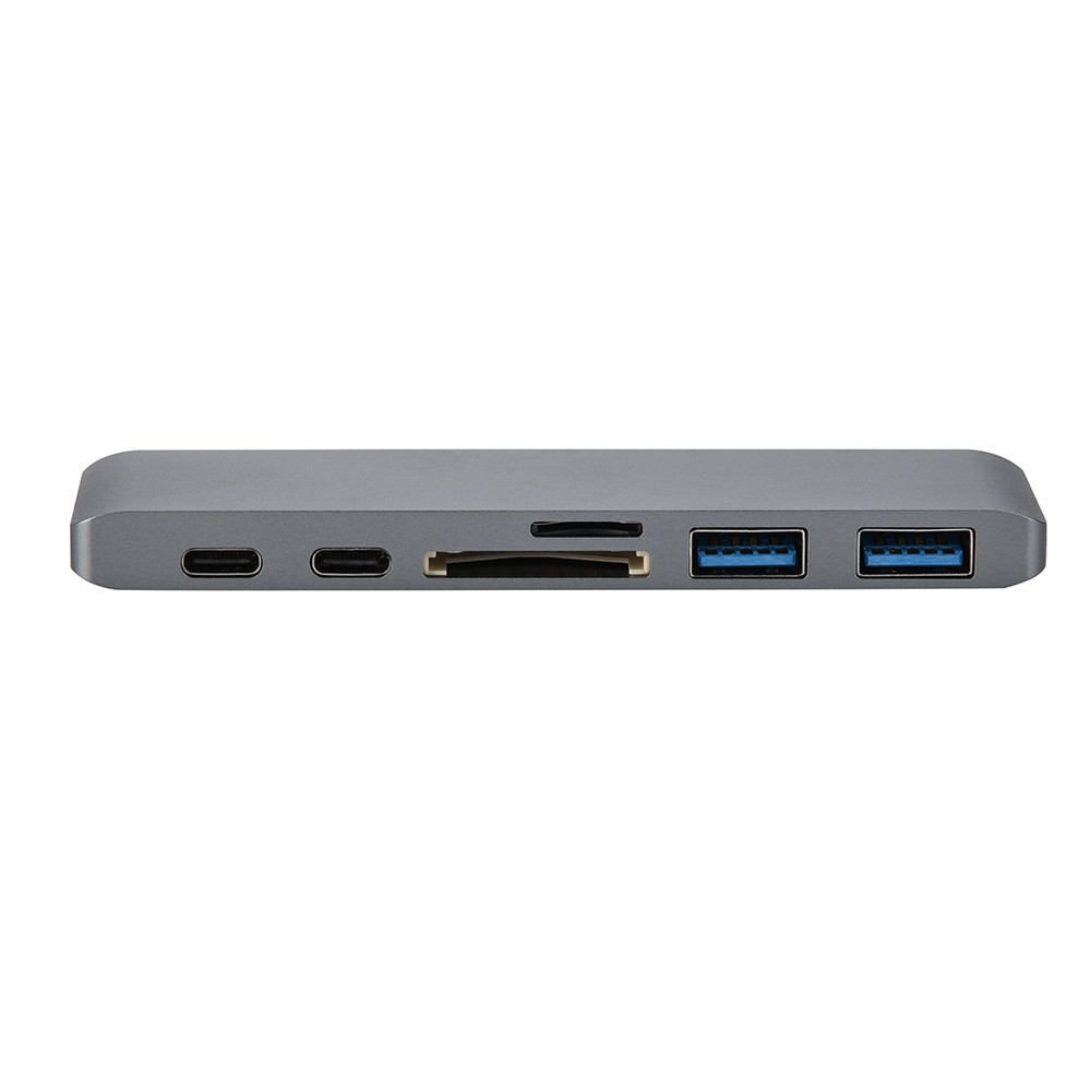 6 in 1 Multi-Port Dual Type C Adapter with USB-C Thunderbolt 3 PD and Data Transfer Port,2X USB 3.0 Ports,SD card reader
