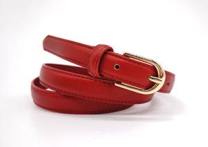 China 20mm Curved Womens Genuine Leather Belt With Stitching Pin Buckle factory