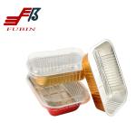 750ML Cosmetics Gold Takeout Aluminum Foil Trays With Plastic Lids