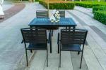 5 Pieces Extendable Modern Black China Manufacturer Wood Metal Chairs Patio