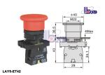Red Push Pull Emergency Stop Push Button Switch 660V LAY5（XB2）-ET42