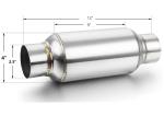 2.5" Inlet 2.5" Outlet 63.5mm Stainless Steel Resonator 12" Overall Length