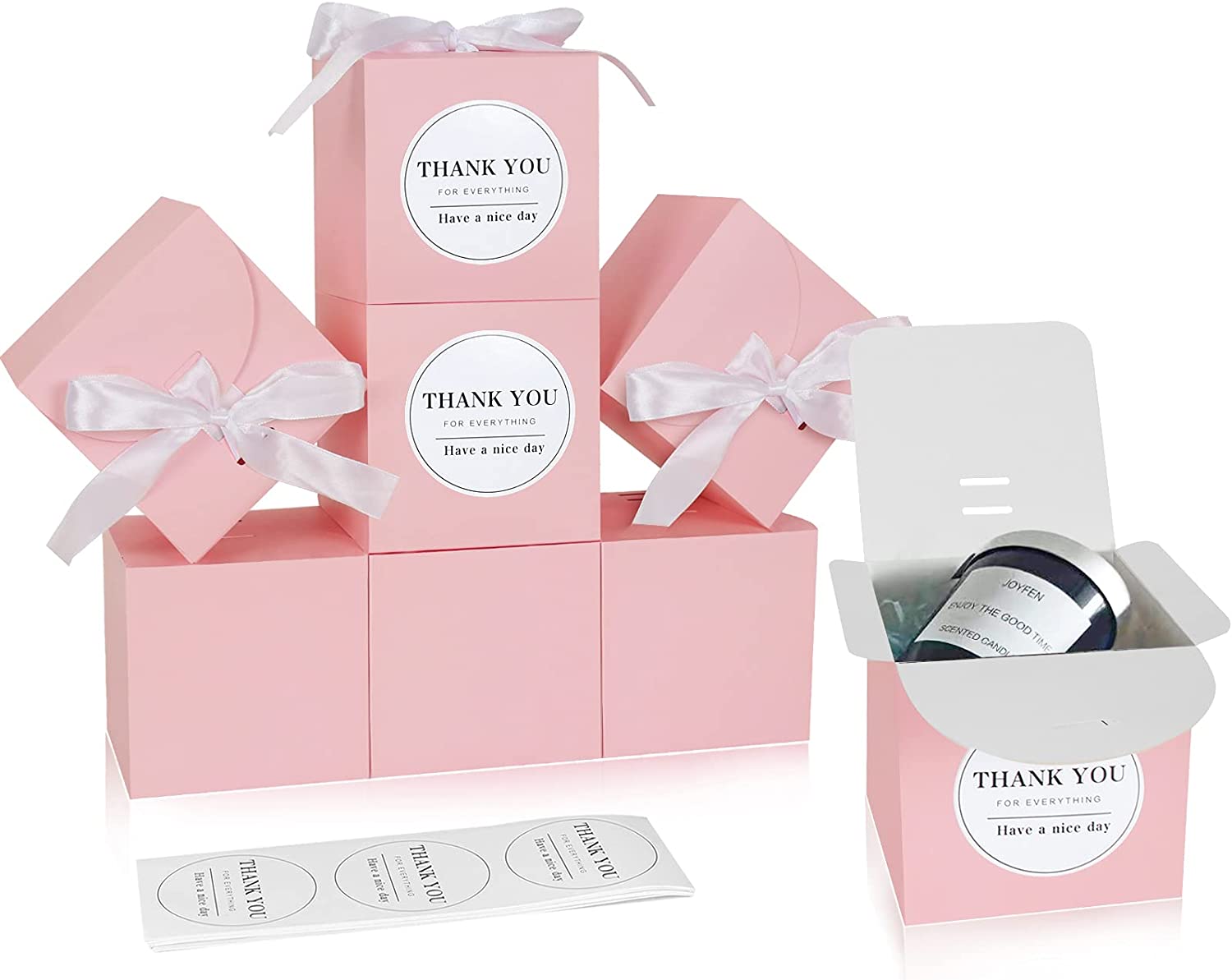Wedding Party Favor Pink Small Gift Boxes 4x4x4 inches for candle cup and Cupcake