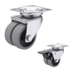50MM Bolt Hole Swivel Head 132LBS TPR Rubber Casters Twin Wheel Industrial