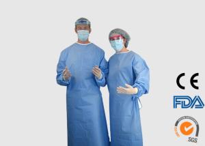 China Reinforced SMS Disposable Protective Wear Liquid Proof With Knitted Cuff factory
