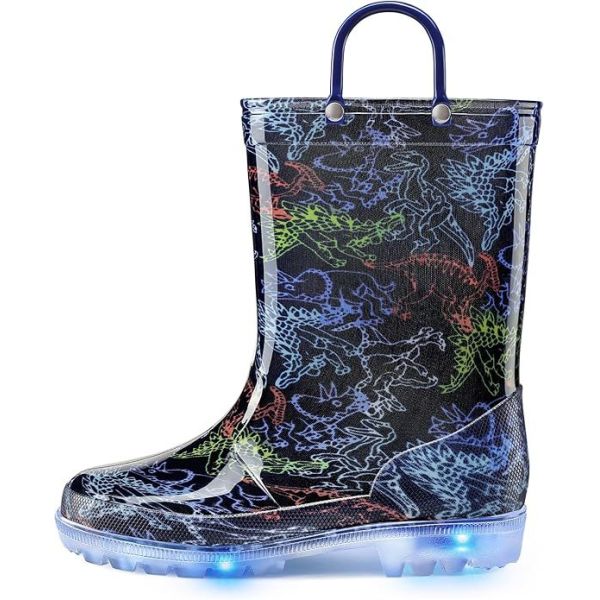 OEM PVC Light Up Childrens Wellington Boots With Handles Streamlined Design