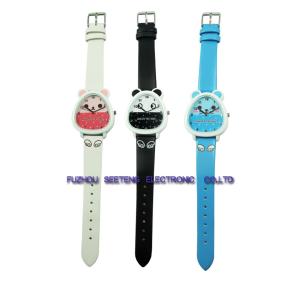 China multicolor PU carton watch lovely kid's watch factory