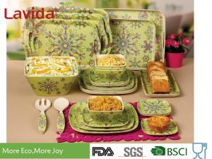 China Heat Resistance Bamboo Fiber Dinnerware Popular Multiple Colors Abstract Flower Print factory