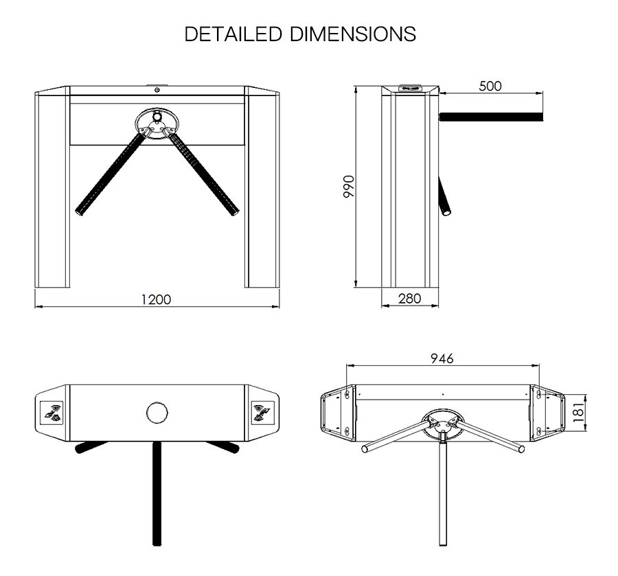 HCW SUS304 Turnstile Access Control Security Systems One Way Turnstile