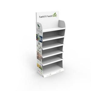 China Fashion Wooden Retail Display Rack White Drug Wooden Display Shelf For Pharmacy factory