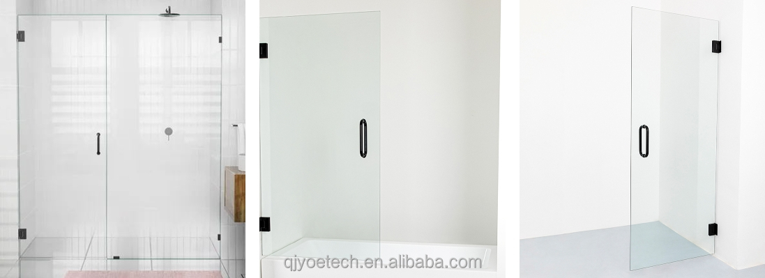 Frameless Tempered Glass Black Profile Walk in Shower Screen Shower Door for Villa