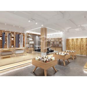 China Custom Metal Bedding Store Display Racks Wooden Home Textile Store Display Cabinet factory