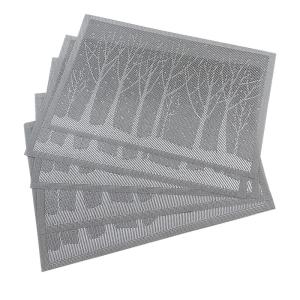 China Desktop PVC Square Pressed Leaf Gold Leaves Place Mats for Kitchen and Dining Table factory