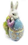 Rabbit Bejeweled Trinket Box Pewter Rabbit Jewelry Box Hinged Jewelry Box Easter