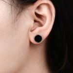 Titanium steel oil unilateral round dumbbell Style stud earrings for women men